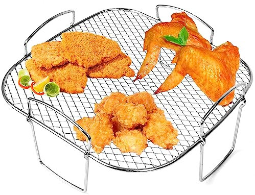 Air Fryer Rack for Cosori 5.5l, Square Air Fryer Accessories, Stainless Steel Air Fryer Shelf Rack for Instant Vortex Plus 8.5L, Cosori 6.4l, Gourmia 6.7l, Tefal 6.5l Airfryer Cooking