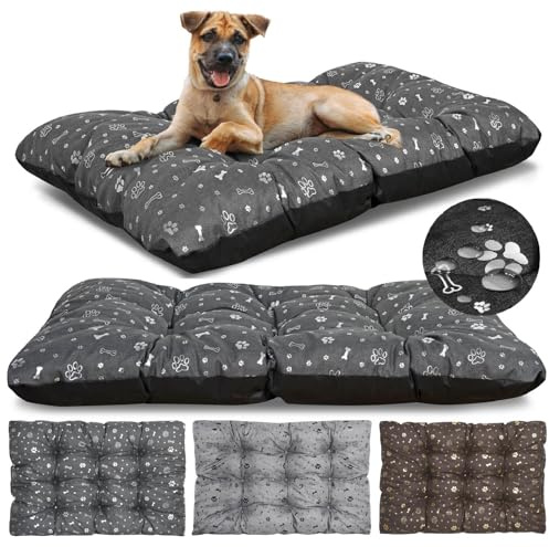 KING DOG Hundebett Extra Große Größe XL 120 x 80 cm Wasserdichtes Waschbares Kissen aus Oxford-Stoff Bequemes Matratzenbett für Hunde Innen- und Außenbereich Langlebig Farbe Graphit