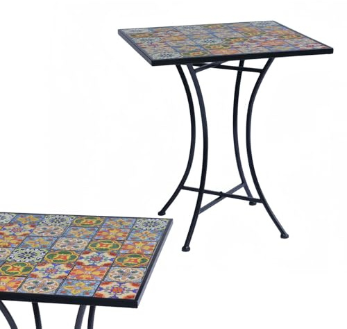 Hochwertiger Outdoor Mosaik Tisch Mosaiktisch Gartentisch Gartenmöbel Outdoortisch Bistrotisch wetterfest 61x61xH70cm