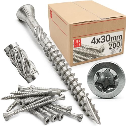 4,0x30mm Terassenschrauben Edelstahl Senkkopf Teilgewinde gehärtet 200 Stück
