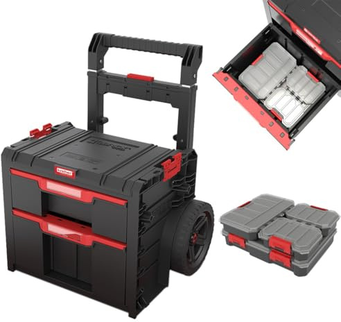 XL Modular Qbrick System Wählbar - Werkzeugkoffer mit Rollen, Werkzeugtrolley, Werkstattkoffer Set, Werkstattwagen Set mit viel Zubehör! Der mobile Alleskönner - Privat & Gewerbe (Cart PRO Drawer 2)