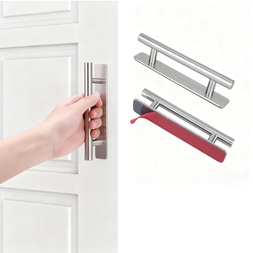 ZY-otu 2 Pièces Poignée de Meuble Autocollante, 150mm Argent | Poignée Porte Coulissante sans Perçage en Acier Inoxydable & Aluminium | Pour Placard, Cuisine, Frigo, Tiroir et Armoire