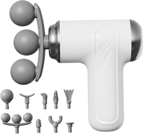 Pistola per massaggio muscolare, pistola per massaggio 6 modalità muscolari con 9 testine sostitutive Piccolo massaggiatore a percussione portatile per viaggi, percussioni