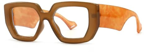 JUJNTNT Montura de gafas para mujer, lentes transparentes, montura de moda (naranja)
