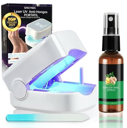 SÚPER Dispositivo PREMIUM Limpieza Laser para Eliminar Hongos Uñas Pies + ACEITE Esencial + Lima | Dispositivo CERTIFICADO Láser Hongos Uñas 460nm Luz Azul | Altamente Efectiva para Hongos