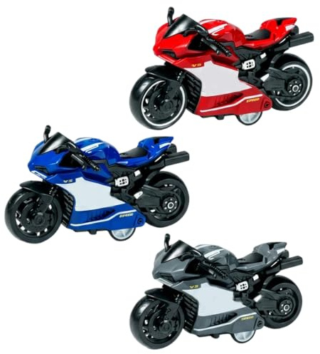 Rndqw 3Pcs Pull Back Motorcycle Set, Motorcycle Model Collection