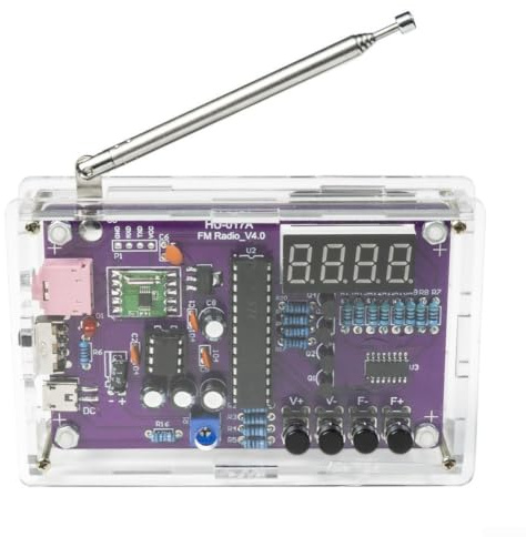 för FM-radiosats, 87-108 MHz med LED-skärm, gör-det-själv lödning övning för nybörjare (med hölje)