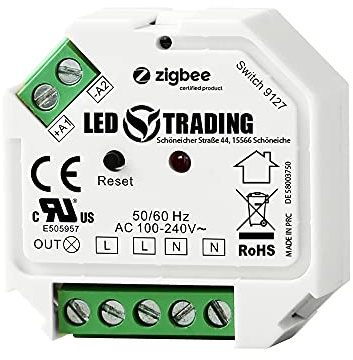 LED TRADING ZigBee 3.0 Unterputz Schalter, 1 Kanal für 230V max. 200W LED 400W Halogen mit Taster-Anschluss schaltbare Lampen, Trafos & Leuchten mit Neutralleiter Anschluss (Schaltaktor für Taster)