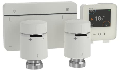 Schneider Electric - Wiser, Kit Chauffage Connecté Multi-zone, Passerelle Chaudière + 2 Têtes De Vanne + Thermostat, CCTFR6904