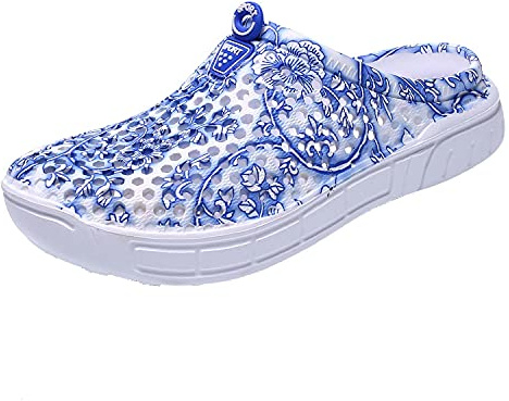 Dam trädgårdsträskor skor casual toffel strandsandaler halkskydd pool vattenskor hemmatofflor sommarskor, Blå blomma, 39 EU
