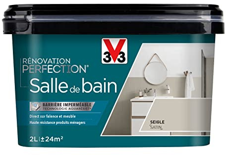 V33 Peinture de rénovation salle de bain, Rénovation perfection Seigle satin 2L