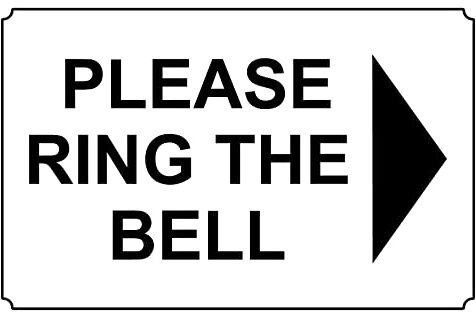 Please ring the bell right arrow Sign - Self adhesive sticker (150mm x 100mm)