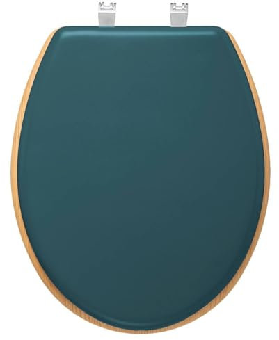 Five - Abattant WC en Bois Bleu pétrole et Naturel