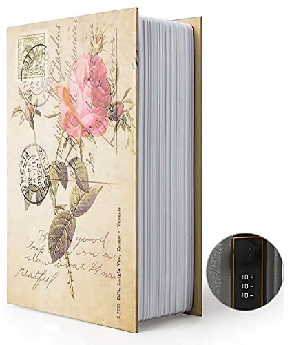 TourKing Diversion Book Safe Storage Box, Dictionary Secret Safe with Security Combination Lock/Key, Rose