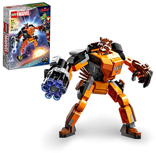 LEGO Marvel Rocket Mech Armour Set, Guardians of the Galaxy Racoon Buildable Action Figure Toy, Avengers Collectable Gift Idea for Kids 6 Plus Years Old 76243