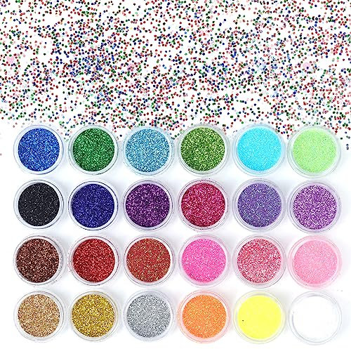 Face Glitter, 24 Color Festival Glitter, Body Glitter, Extra Fine Glitters for Hair, Body, Nail, Eye, Cosmetic Glitters for Wax Melts, Pride Makeup, Art Nails, Crafting, Party