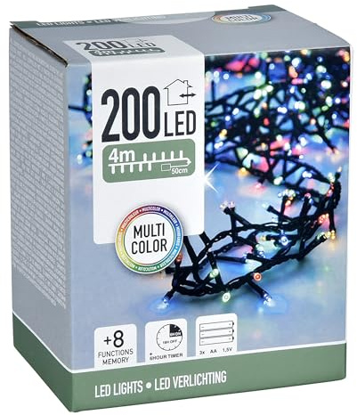 Spetebo Luci a LED colorate con 8 funzioni di luce, 200 LED da 4 m, illuminazione natalizia con chip di memoria, decorazione dell'avvento da giardino, per uso interno ed esterno
