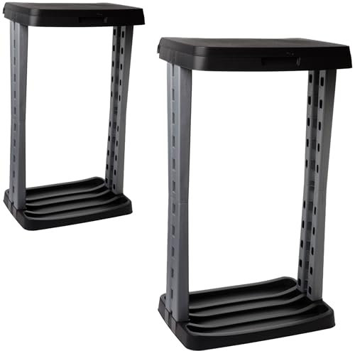2friends Müllsackständer für Müllsäcke bis 120 Liter - 2 Stück Müllständer extra stabil Silber-grau Sack Ständer aus Kunststoff, 73 x 43 x 31 cm Müllsackhalter, Made in EU