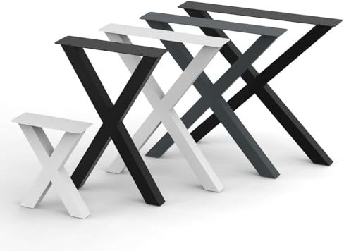 BK Styl 2 Stück Tischbeine Metall Schwarz X-Form | Tischgestell aus 60x60mm Profilen | Tischkufen Tischfüße Möbelbeine für Schreibtische & Esstische I Stahl Pulverbeschichtet I DIY (815x720mm Black)
