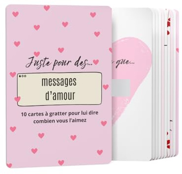 Messages d'Amour | Cartes à Gratter Amour | Lot de 10 Messages Romantiques Surprise, Cadeau pour Couple, Homme, Femme | Parfait pour la Saint Valentin, Anniversaire, Noël | Design Élégant | 9x13 cm
