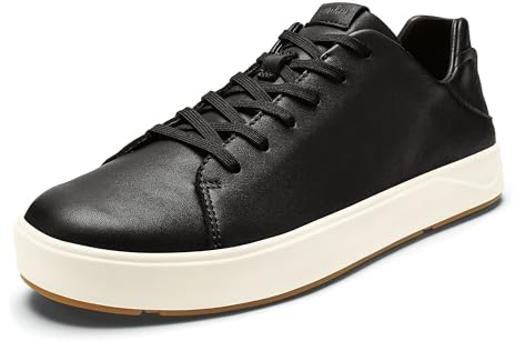 OLUKAI Lae'ahi Li 'ILI Men's Waterproof Leather Sneaker, Versatile & Casual Everyday Shoe, All-Day Comfort & Support, Enhanced Grip & Traction, Onyx/Onyx, 10.5