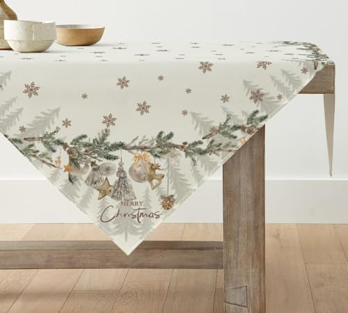 Artoid Mode Tovaglia Alberi Palla Buon Natale Natale, Biancheria da Tavola Invernale Cucina Tavolo Decorazione Interni Vacanza Festa Decorazione 100x100 cm