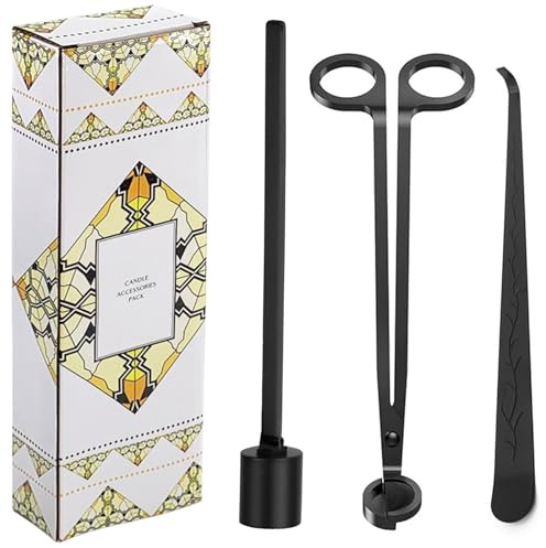 xiaoxiaozhijia Spegnicandele in Acciaio Inox,Estintori per Candele,Strumenti per Spegnere Le Candele in Sicurezza (Set:Nero)