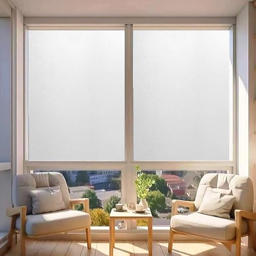 Pellicola per Vetri Finestre Privacy 70 x 220 cm, Non Adesivo, Impermeabile, Traslucido Decorative,Protezione Solare, Pellicola Vetri Finestre Autoadesiva, per Ufficio Bagno,bianco opaco