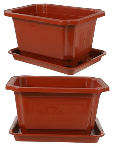 Toddmomy 2sätze Rechteckige Bonsai-töpfe Aus Kunststoff Pflanztopf Für Innenbereich Und Garten Mit Abflusslöchern Wiederverwendbar Für Sukkulenten Blumen Und Setzlinge