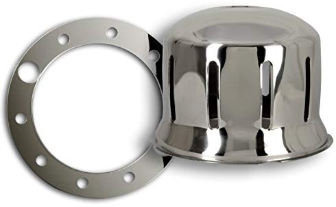 Hansen Styling Parts Tapa de buje + anillo de fijación de acero inoxidable – apto para revestimiento de llantas de 22,5 pulgadas eje trasero