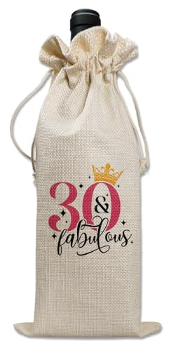 Bliceon 30th Birthday Gift Wine Drawstring Bag, Decorative Wine Bag with Witty Quotes, 30th Birthday Gift for Women, Unique Birthdays Gifts for Mum, Wife, Girlfriend, Sister, Colleague