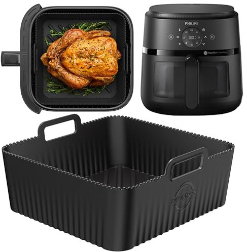 Premium Silicone Liner for Cosori 5.5L & 6L Air Fryer | 0.8mm Ridges for Air Flow, 2.5mm Thick, Dishwasher Safe | Specially Designed for Cosori Air Fryers