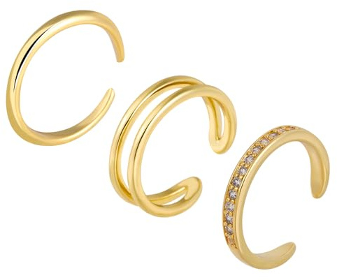 Mikovivi 3pcs Bagues d'Orteil Or pour Femmes, Bagues à Bout Ouvert en Cuivre Réglables Simples Élégantes Bijoux de Pied de Plage pour Femmes Décoration d'Été
