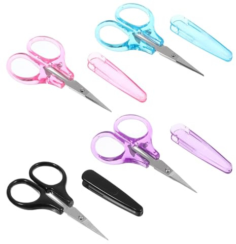 4 mini forbici, piccole forbici affilate con copertura di sicurezza per uncinetto, artigianato, cucito, ricamo, maglia (4 colori)