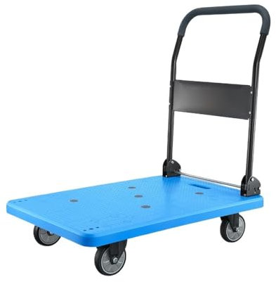Generico Carrello a Piattaforma pianale in Acciaio per impieghi gravosi, Carrello a Mano Pieghevole Portatile per impieghi gravosi con rimorchio a Quattro Ruote Ultra Silenzioso per Il Trasporto di m