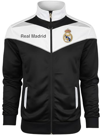 Icon Sports Real Madrid Legacy Track Jacket - Official R. Madrid Zip Training Jacket, Black, L
