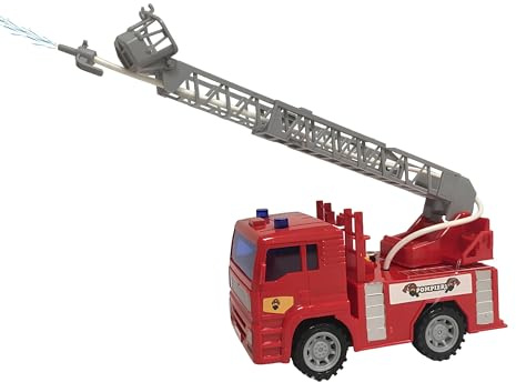 Camion Pompieri Giocattolo Luci Suoni Spruzza Acqua Camion Pompieri per Bambini con Movimento a Frizione con Pompa dell'Acqua Luci Lampeggianti & Sirene Veicolo Giocattolo di Emergenza per Bambini