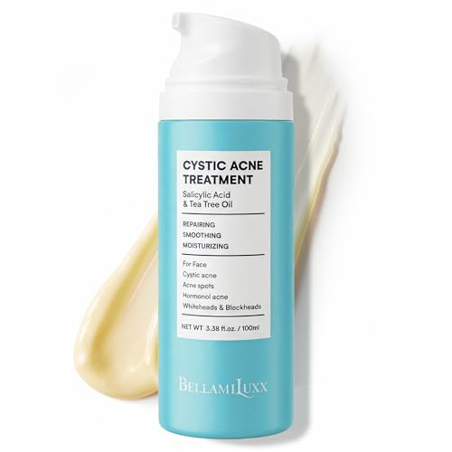 BellamiLuxx Cystic Acne Treatment for Face: Hormonal Acne Treatment Cream for Teens & Adults - Salicylic Acid & Tea Tree Oil Pimple Spot Remover - Anti-Acne Moisturizer Reduces Redness, Blemishes