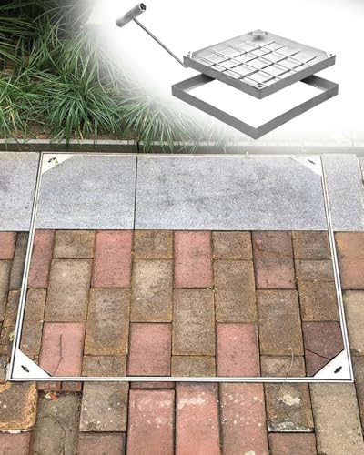 Premium inless stål Ga golvavloppsskydd F-Fit brunnslock för källare nedrör betong sömnad handfat skydd (40 x 40 x 8 cm / 15,7 x 15,7 x 3 tum)