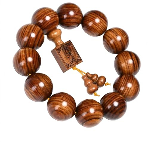 Naturligt träarmband Vuxen fjäderarmband Pärla diameter 0,8 tum 12 pärlor 1 st
