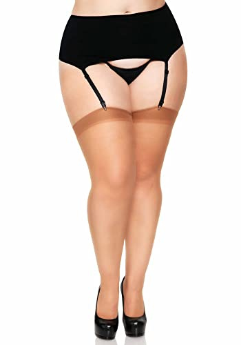 Leg Avenue Durchscheinend Halterlose Strümpfe mit Rückwärtiger Naht, Plus Größe/EUR 42-46 (Bräune), 0.05 kg