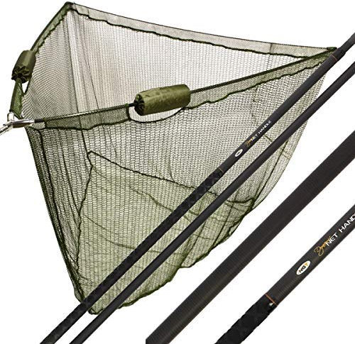 NGT 42 Dual Float Landing Net with Metal Block and 2pc 6ft 1.8m Carp Coarse Fishing Full Carbon Dynamic Landing Net Handle