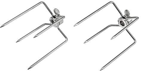 2pcs Forchette per Carne da girarrosto Arrosto Spit Multi-end Turchia Fork Maiale Steak Stainless Steel Strumento Barbecue multifunzionale per Patio Fire Pit Camping Campfire Bonfire Cookware Kit
