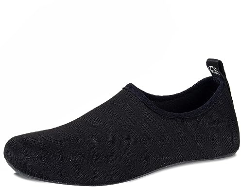 WateLves Water Shoes for Womens Mens Barefoot Quick-Dry Aqua Socks for Beach Swim Surf Yoga Exercise Camping Must Haves (LXY.Black, 40/41)