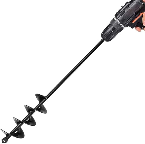 waitFOR Auger Drill Bit 1.8x14.6inch Garden Plant Flower Bulb Auger Rapid Planter Bulb & Bedding Plant Auger for 3/8 Hex Drive Drill Earth Auger Drill Fence Post Umbrella Hole Digger