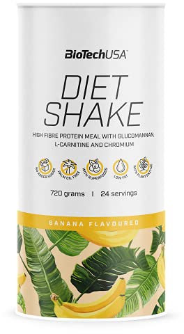 BioTechUSA Diet Shake | Alto contenuto di proteine, basso contenuto di grassi | Con superalimenti, cromo, glucomannano, L-carnitina | Basso contenuto di zucchero, 0,72 kg, banana_
