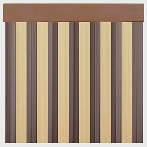 Cortinas Exterior Puerta de Tiras Beige y Marrón | Material Plástico PVC y Barra Aluminio | Ideal para Terraza, Jardín, etc | Anti moscas (ANCHO 90cm X 220cm LARGO)