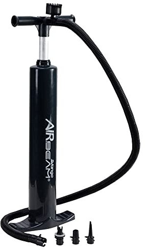 Vango AirBeam Tent Pump Manual High Pressure 10PSI For Inflatable Tents & Awnings - Built-in Pressure Gauge, Multiple Nozzle Adaptors for Wide Range of Inflatables, Airbeds, Furniture (Single Action)