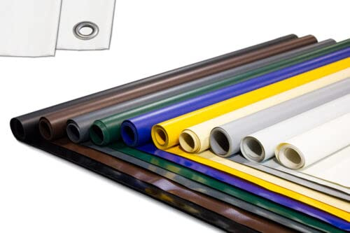 ANKO PLANEN LKW Täckduk 700g/m² PVC-material – extra stark – med och utan ögon – Premium täckduk (Grå, 2,5m x 4m, 12mm rundöglor)
