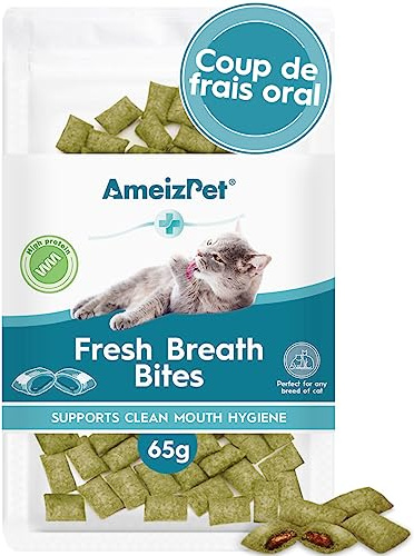 AmeizPet Friandises pour Chat Haleine Fraîche - Biscuits Croustillants pour Chat Complément Alimentaire 65 g (2.3 oz)